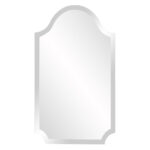 Minimalist Rectangle Arched Glass Mirror with Beveled Edge And Scalloped Corners