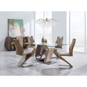 Dark Wood Modern Pedestal Dining Table