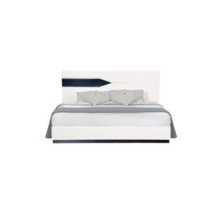 White Platform King Bed with Two Nightstands