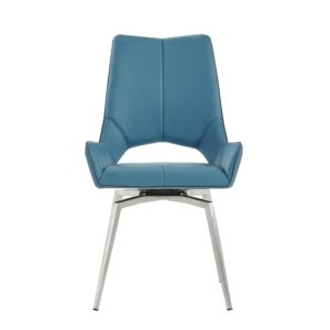 Two 32' Brown Leatherette and Iron Dining Chairs