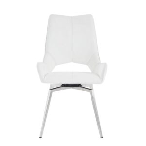 26" Transitional Grey Faux Leather Stainless Steel Swivel Bar Stool