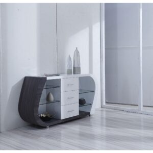 White and Gold Moroccan Dynasty Three Door Accent Cabinet