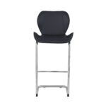 Set of 4 Modern Black Barstools with Chrome Legs