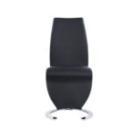 Set of 2 Black  Z Shape design Dining Chairs with Horse Shoe Shape Base