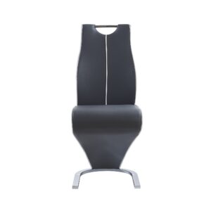 Set of 2 Light Taupe Faux Leather  Metal Dining Chairs