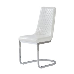 Natural Walnut and Black Faux Leather Metal Dining Chair