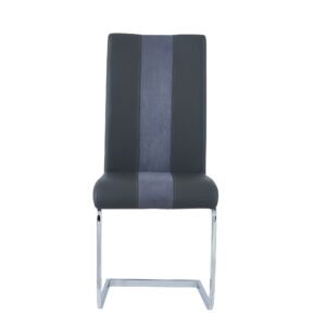 Set of Two Dark Brown and Gray Stainless Steel Chairs