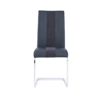 Set of 2 White Faux Leather Metal Dining Chairs