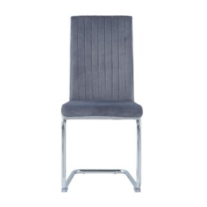 Set of Two Blue Velvet Dining Chairs