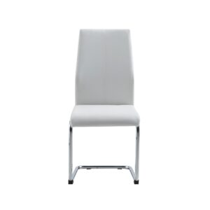 Set of Two White Contemporary Faux Leather Dining Chairs