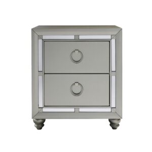 Natural Light Mocha Contemporary Nightstand with Two Drawers