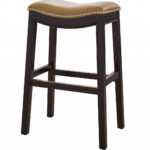 30″ Espresso and Carmel Saddle Style Counter Height Bar Stool