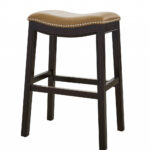 25″ Espresso and Carmel Saddle Style Counter Height Bar Stool