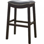 30″ Espresso and Gray Saddle Style Counter Height Bar Stool