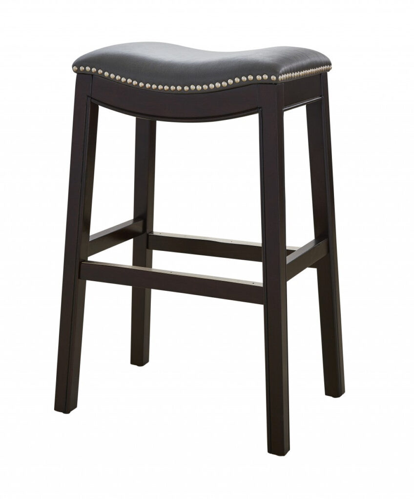 30″ Espresso and Gray Saddle Style Counter Height Bar Stool