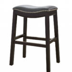 25″ Espresso and Gray Saddle Style Counter Height Bar Stool