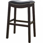 30″ Espresso and Black Saddle Style Counter Height Bar Stool