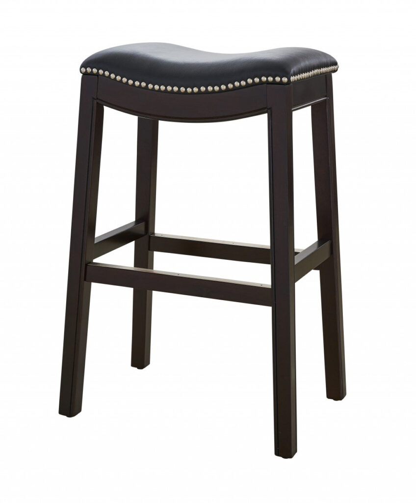30″ Espresso and Black Saddle Style Counter Height Bar Stool