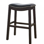 25″ Espresso and Black Saddle Style Counter Height Bar Stool