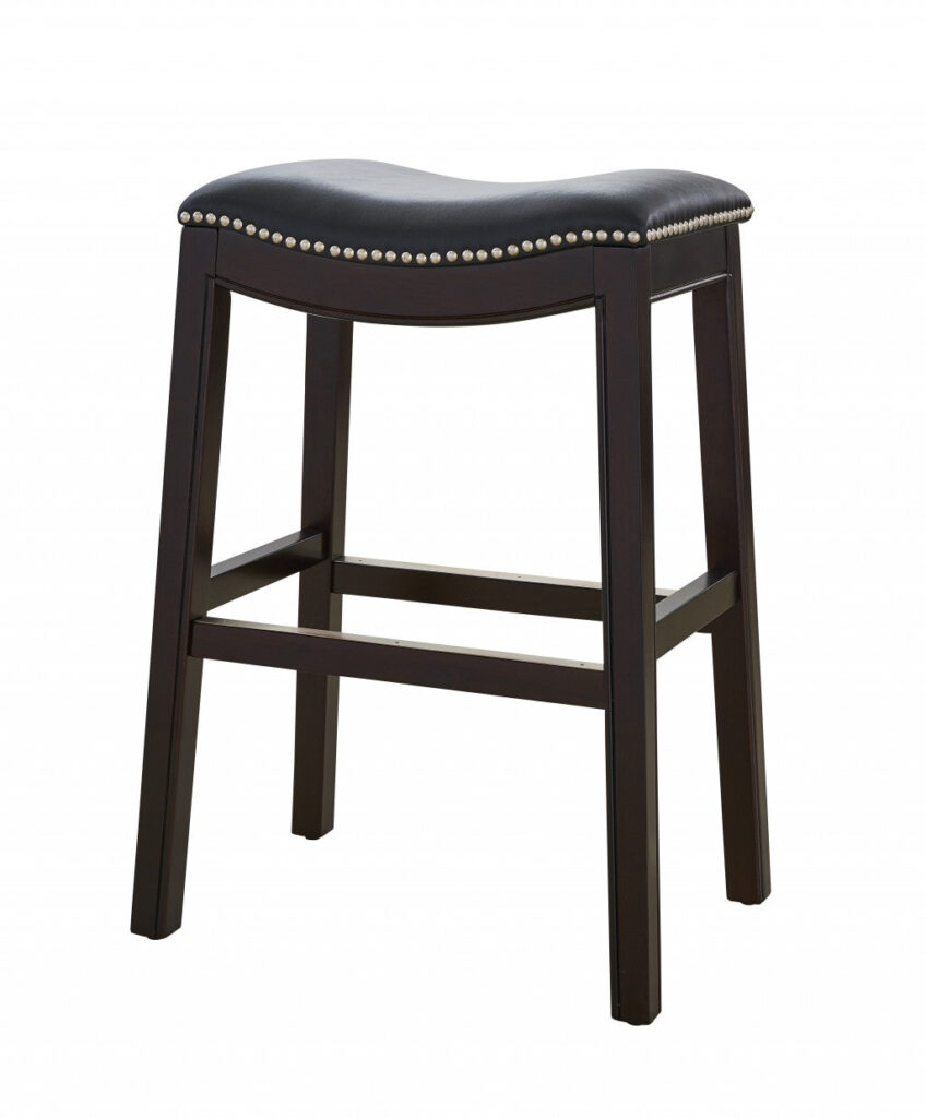 25″ Espresso and Black Saddle Style Counter Height Bar Stool