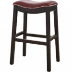 30″ Espresso and Red Saddle Style Counter Height Bar Stool