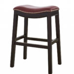 25″ Espresso and Red Saddle Style Counter Height Bar Stool