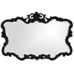 Scallop Mirror with Ornate Black Lacquer Frame