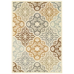 9' x 12' Grey Blue Floral Indoor Outdoor Area Rug