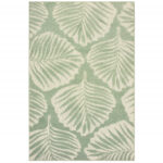 9′ x 12′ Tropical Light Green Ivory Palms Indoor Outdoor Rug