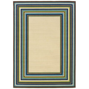 10'x13' Blue Orange Floral Lattice Indoor Outdoor Area Rug