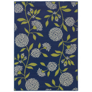 10'x13' Blue Orange Floral Lattice Indoor Outdoor Area Rug
