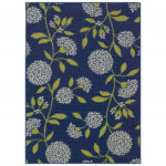 4′ x 6′ Indigo and Lime Green Floral Indoor Outdoor Area Rug