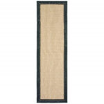 8′ Sand and Black Border Indoor Outdoor Runner Rug