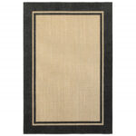 7′ x 10′ Sand and Black Border Indoor Outdoor Area Rug