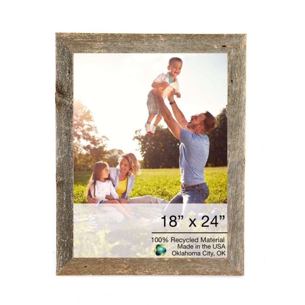18″ x 24″ Rustic Farmhouse Gray Wood Frame