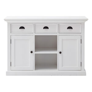 White Finish Wood Storage Cabinet with Two Doors