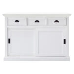 Modern Farmhouse White Buffet Server with Sliding Doors