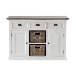 Modern Farmhouse Brown and White Large Accent Cabinet