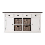 Modern Farmhouse Brown and White Buffet Server with Baskets