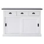 Modern Farmhouse Black and White Buffet Server with Sliding Doors