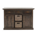 Modern Farmhouse Espresso Wash Large Accent Cabinet with Baskets