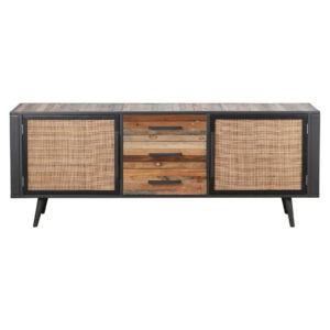 Brown and White Greek Key Wooden Storage Bench with Handles