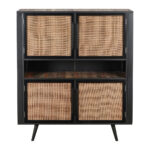 Modern Rustic Natural Rattan Double Decker Accent Cabinet