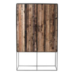 Modern Rustic Black and Natural Tall Accent Cabinet