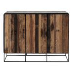Modern Rustic Black and Natural Three Door Cabinet