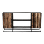 Modern Rustic Black and Natural Media Center TV Stand