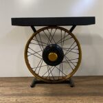 Black and Gold Wheel Accent Table