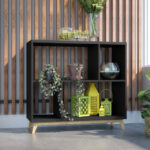 Modern Black and Natural Bookcase