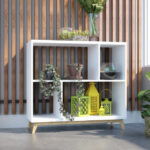 Modern White and Natural Bookcase