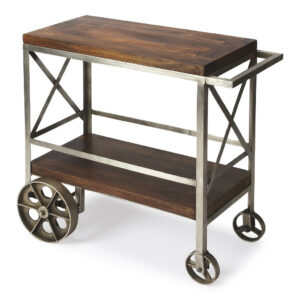 Rustic Black Rail Car Bar Cart